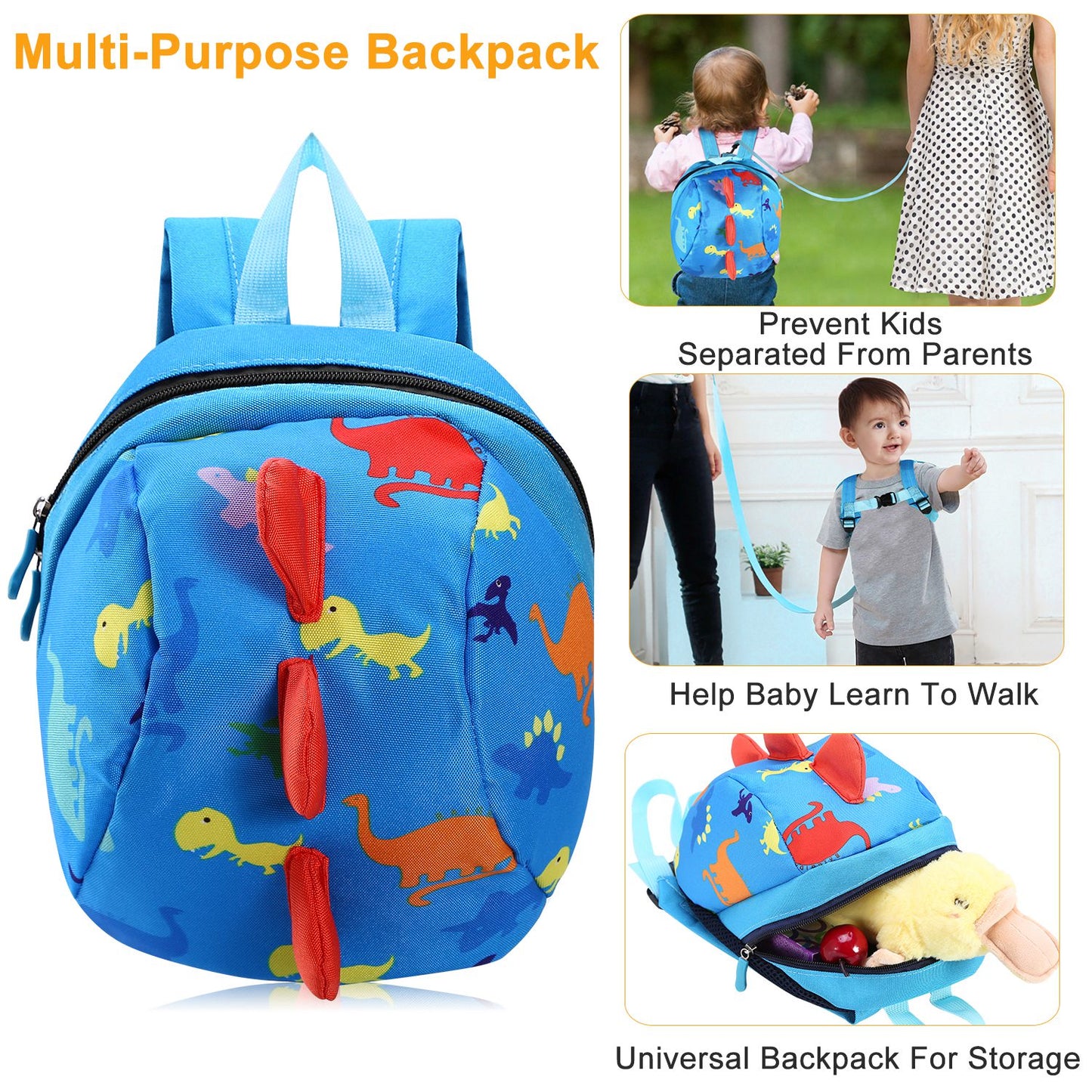 Safety Harness Baby Child Strap Toddler Walking Keeper Backpack w/Anti-Lost Leash for Aged 1-3