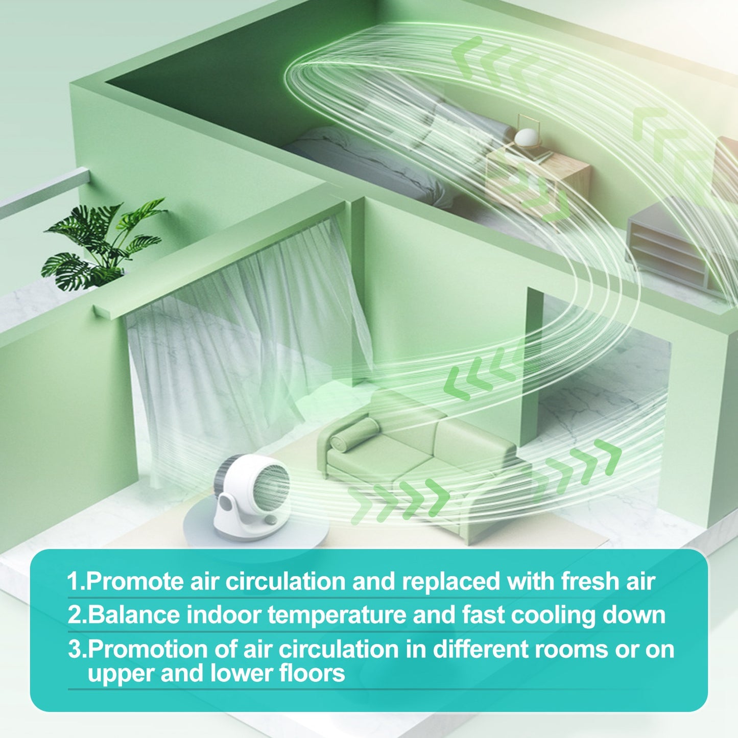 Table Desktop Fan Air Circulator Office Fan with 2 Speeds 270¡ Adjustable Head USB Plug Play for Room Office Kitchen Office