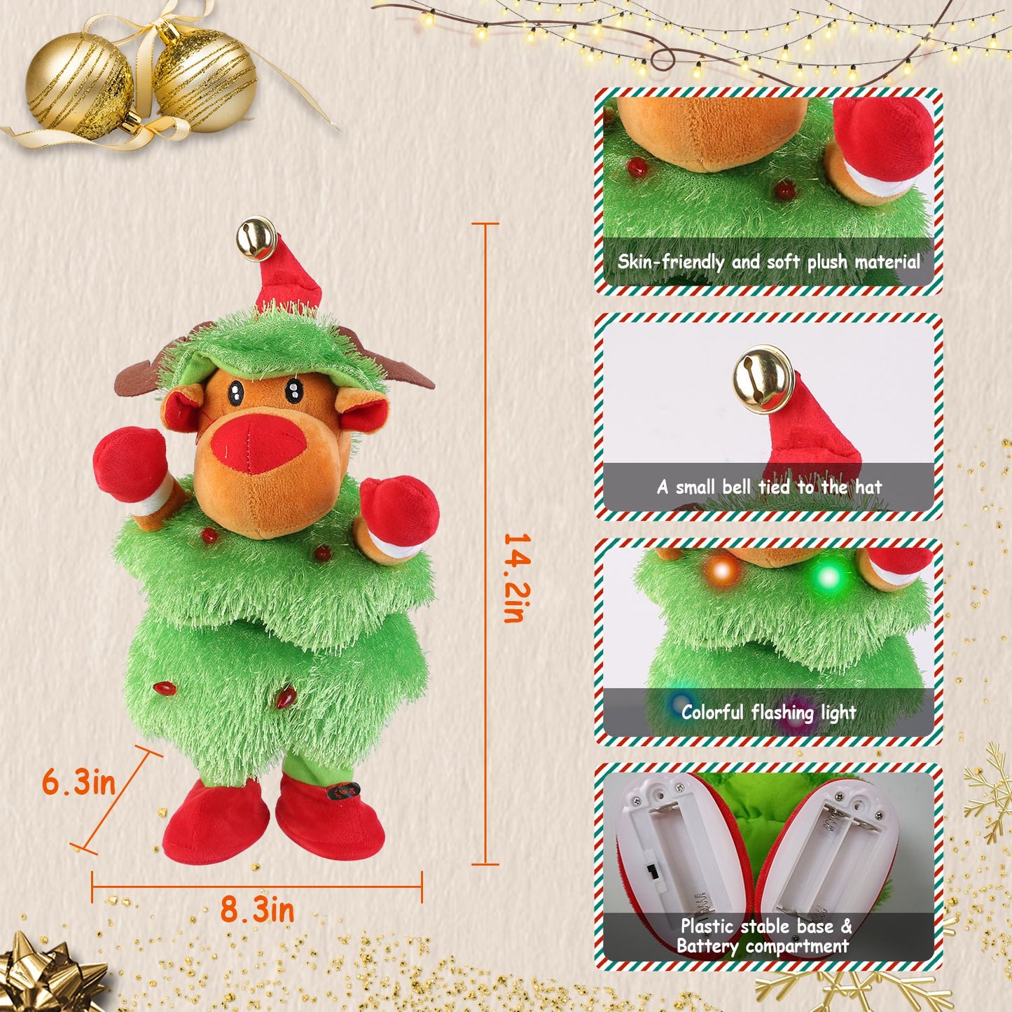 Electric Dancing Singing Plush Toy Twisting Elk Toy Talking Interactive Mimicking Funny Songs Wiggly Dance Kid Christmas Gift