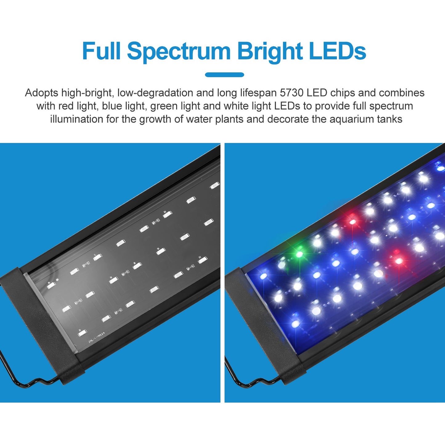 LED Aquarium Light Multi-Color Full Spectrum Freshwater Fish Tank Light w/ Extendable Brackets