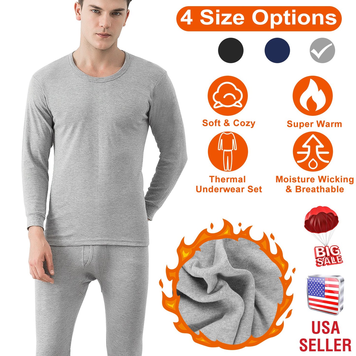 Men Thermal Underwear Set Long Johns Pants Long Sleeve Soft Underwear Kit Top Bottom Winter Sports Suits