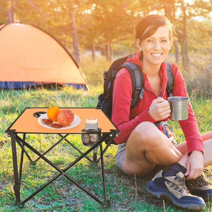 2Pcs Foldable Camping Table Portable Picnic Table Lightweight Travel Desk with 2 Cup Holders/Table Carrying Bag