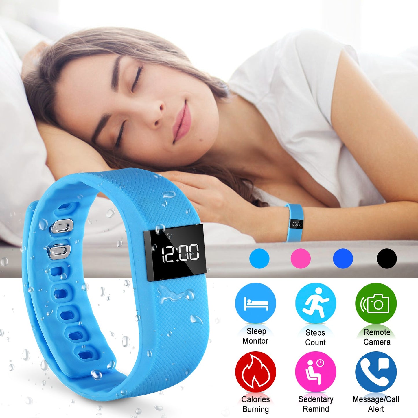 Fitness Tracker Activity Tracker Watch IP56 Waterproof Bracelet Fitness Band Sleep Monitor Pedometer Sedentary Reminder Call Message Notification