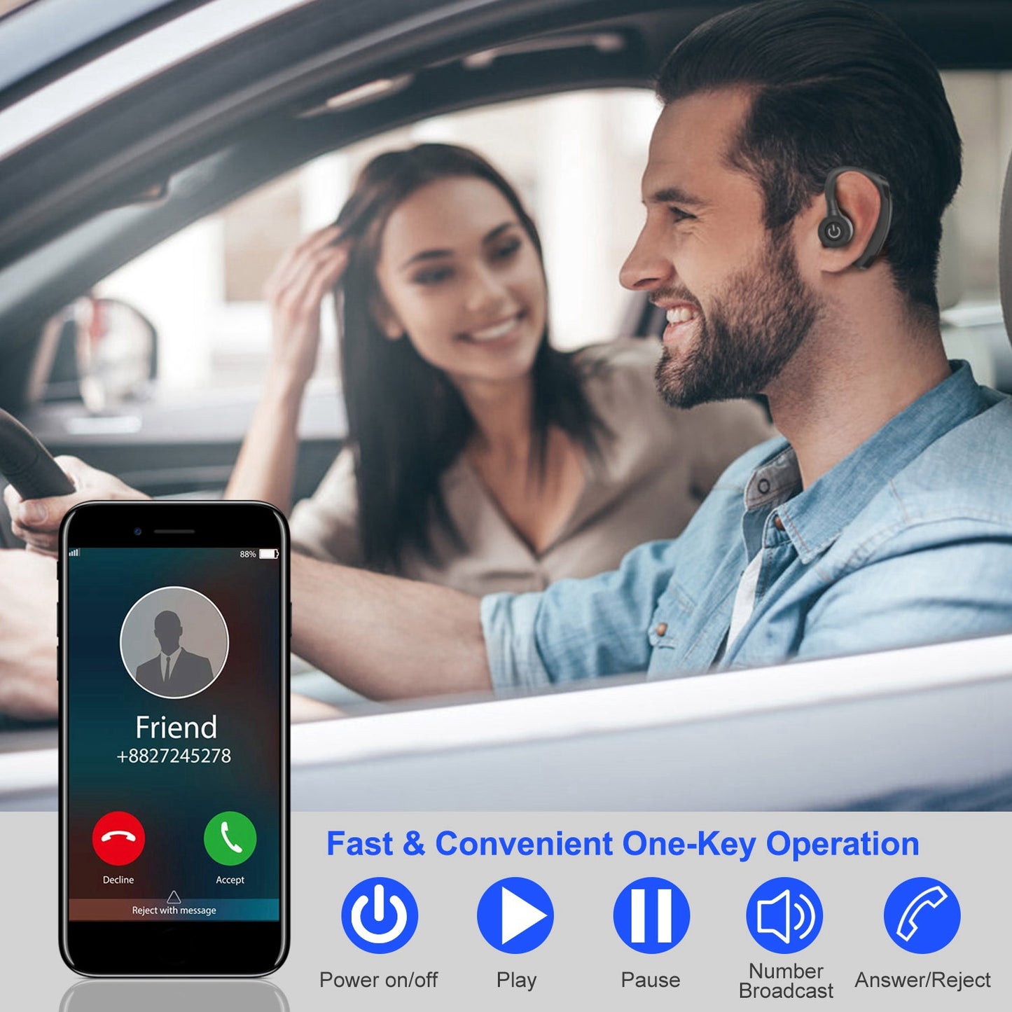 Title: Wireless V5.0 Earbuds In-Ear Earphones 10Hrs Playtime Ear Hook Earphone Waterproof HiFi Earpieces w/ Mic