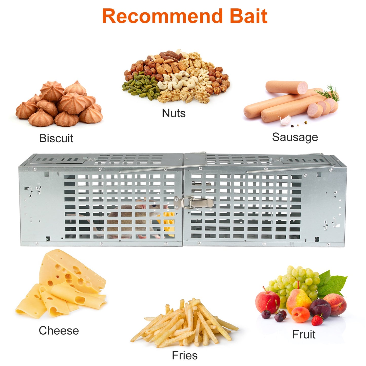 Double Door Humane Live Mouse Trap With One-Way Door Design Reusable Metal Rat Rodent Cage Continuous Capture Mouse Trap For Indoor Outdoor Use Catch