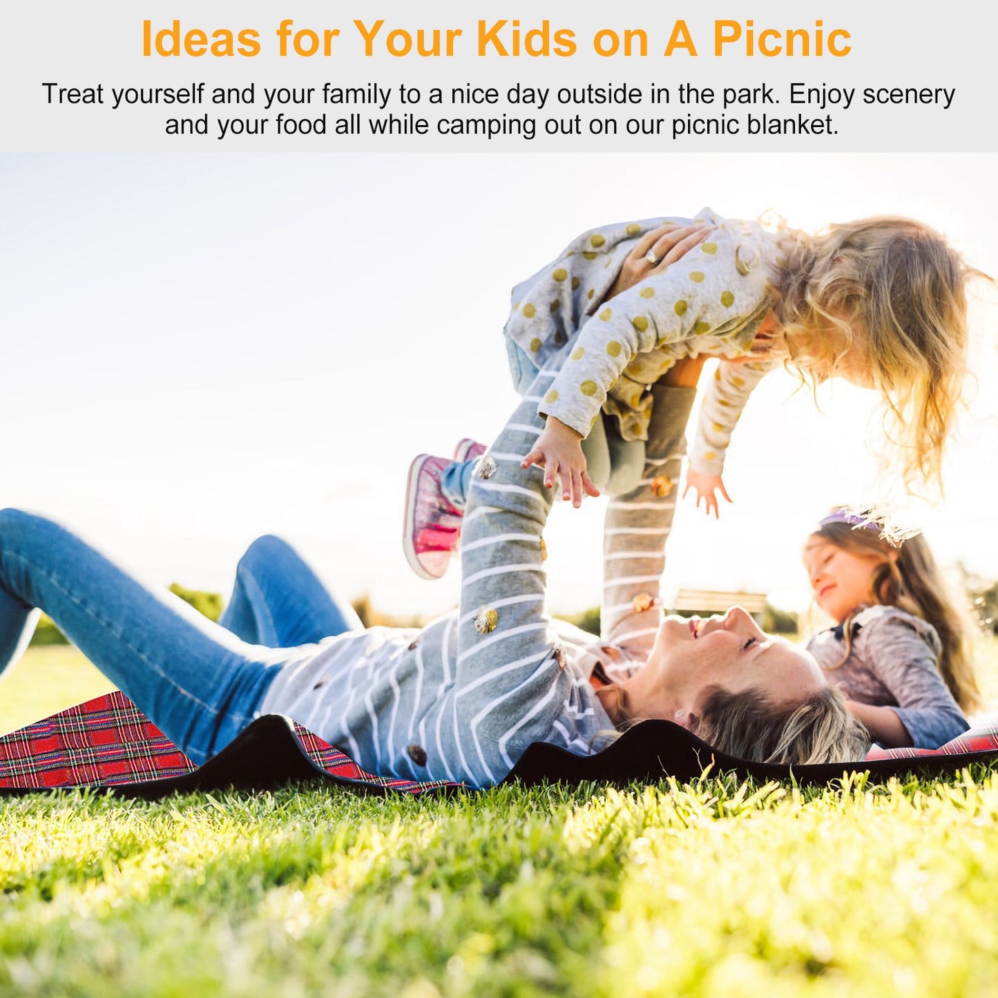 60" x 78" Waterproof Picnic Blanket Handy Mat with Strap Foldable Camping Rug for Camping Hiking Grass Travelling