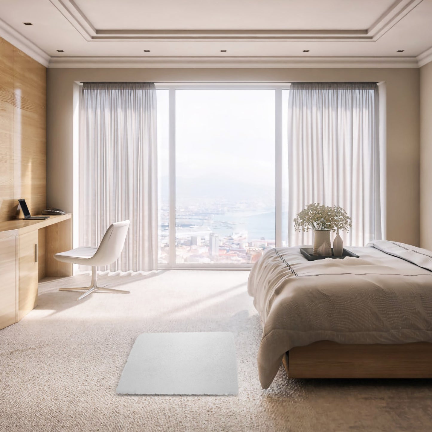 Fluffy Bedroom Rug 4Õ x 2.6Õ Anti-Skid Shaggy Area Rug Decorative Floor Carpet Mat for Nursery Bedroom Living Room