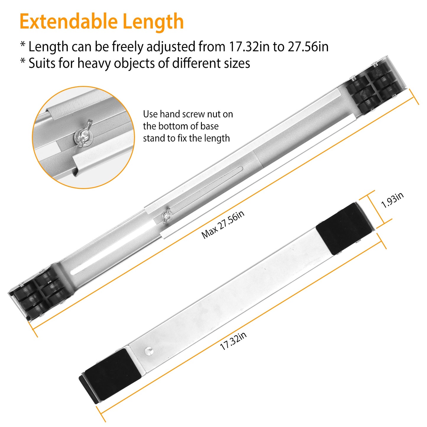 Furniture Dolly Mobile Roller Extendable Appliance Furniture Rolling Base Stand with Brake Pry For Washing Machine Fridge Dryer Cabinet 1102LBS Max Lo
