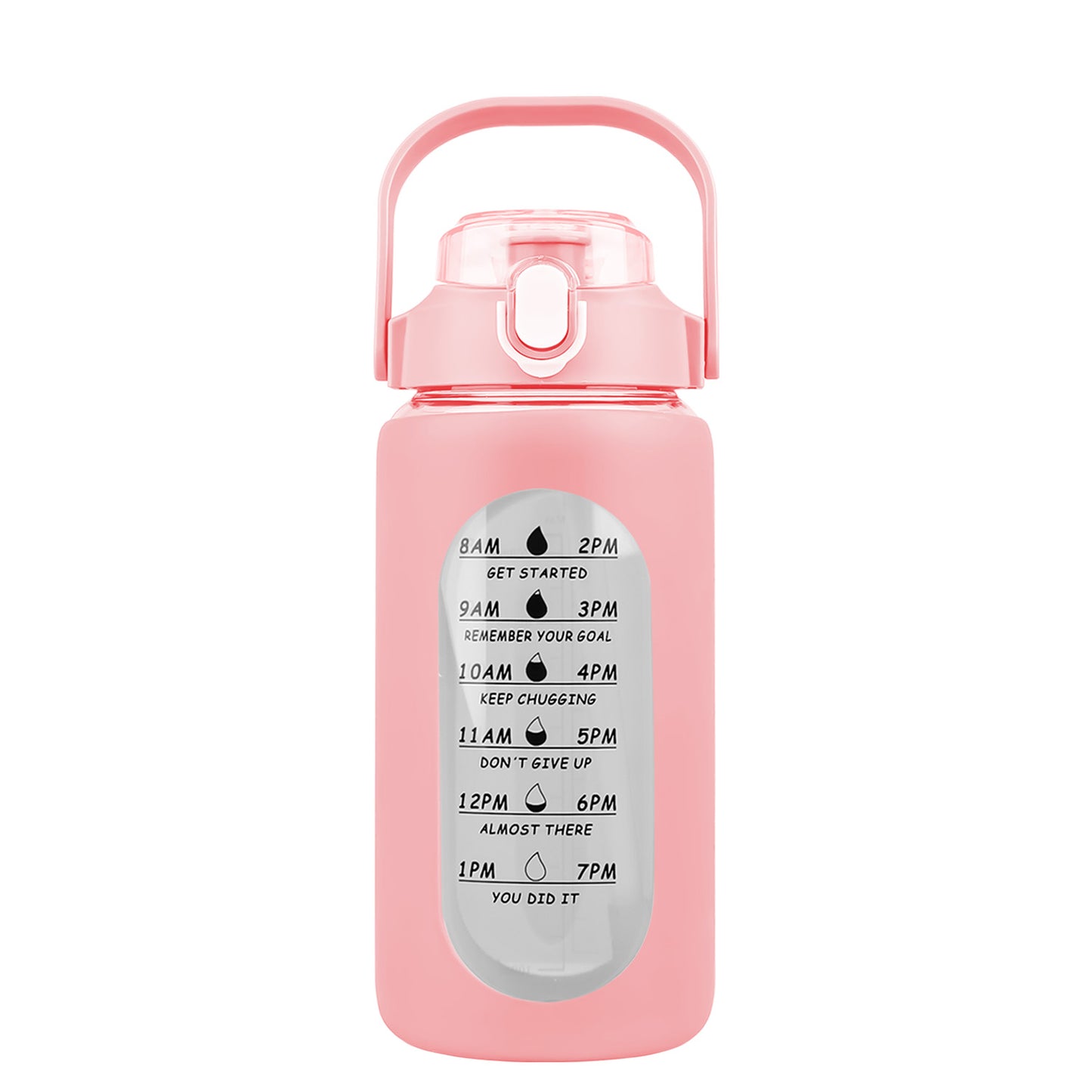 34Oz Glass Water Bottle Sports Water Bottle Motivational Water Bottle Water Intake Tracker Bottle with Straw Time Marker Silicone Sleeve Handle for Gy