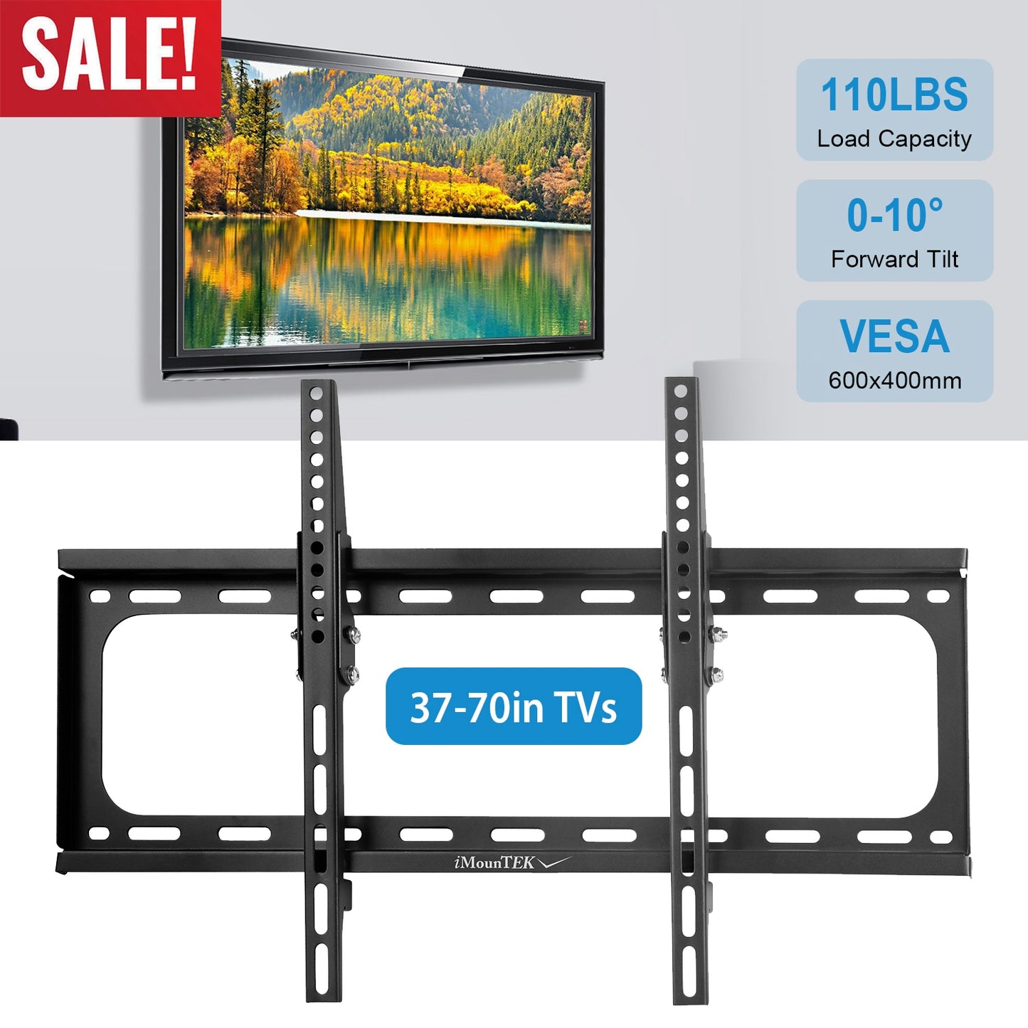 Tilt TV Wall Mount Bracket For 37-70in LED/LCD/PLASMA Flat TV VESA 600x400mm Tilting -10¡