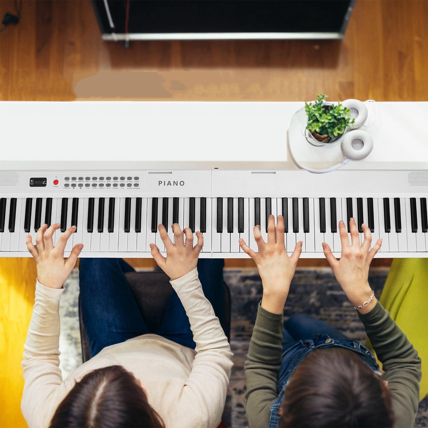 Folding Piano Keyboard 88 Keys Foldable Full Size Semi Weighted Piano Digital ElectronicÊPiano with LCD Screen Carry Bag Mic Sheet Music Stand Sticker