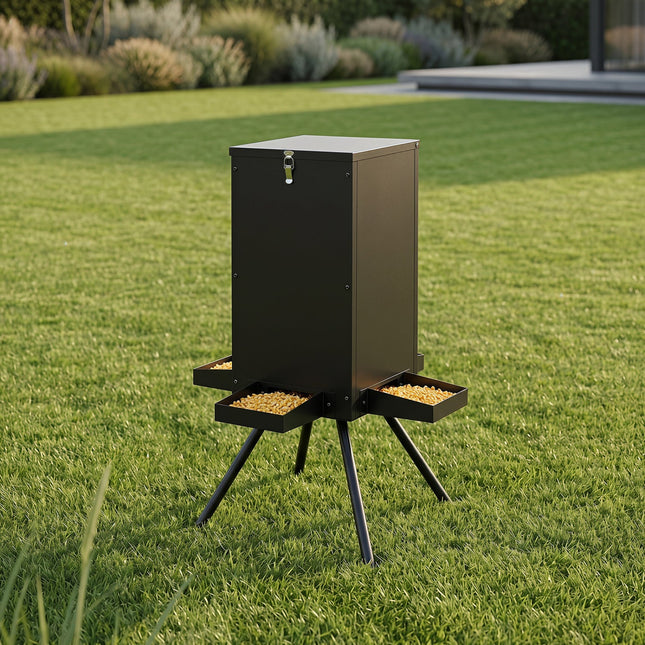90LB Gravity Deer Feeder with 4 Feeding Trays and Stand