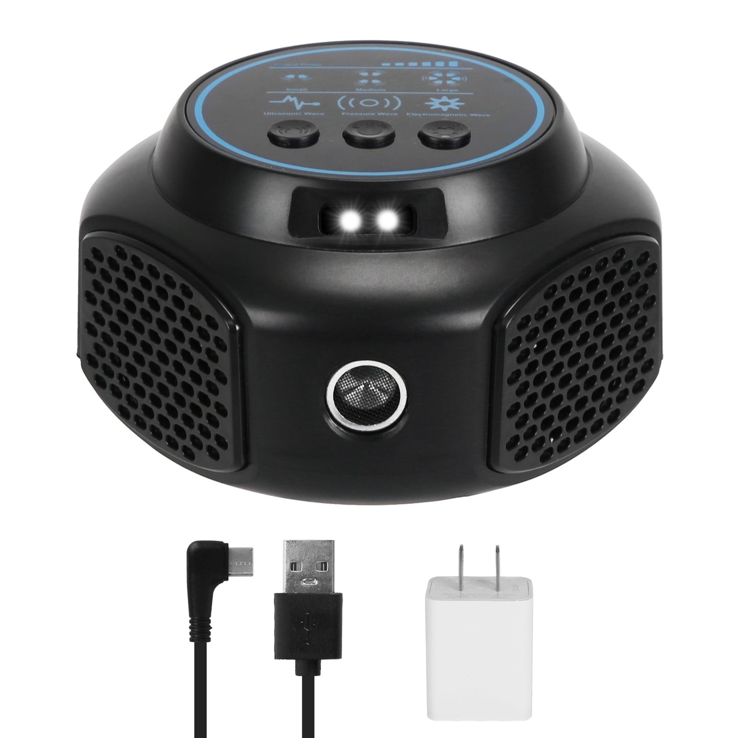 360¡ Ultrasonic Mice Repellent Indoor Rodent Repeller Rat Squirrel Rodent Chaser with 3 Modes 2 Strobe Lights for Kitchen Warehouse