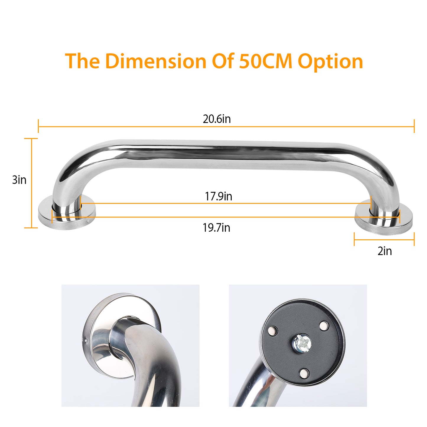 2Pcs Bath Grab Bar 11.8in Sturdy Stainless Steel Shower Safety Handle For Bathtub Toilet Stairway Anti-slip Handrail Balance Bar 220LBS Pull Force