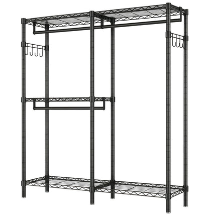 L-Shaped Garment Rack with Adjustable Shelves & 3 Hanging Rods
