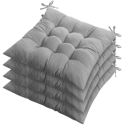 4Pcs Chair Cushion Pads Pillow 17.72x17.72x2.37in Soft Tie On Square Sitting Mats For Home Office Car Sitting Travel