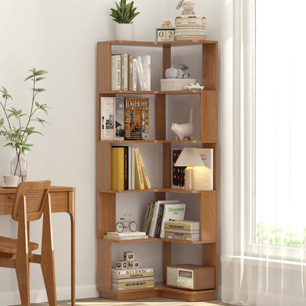 6-Tier L-Shaped Corner Bookshelf with Anti-Tip Safety Kit