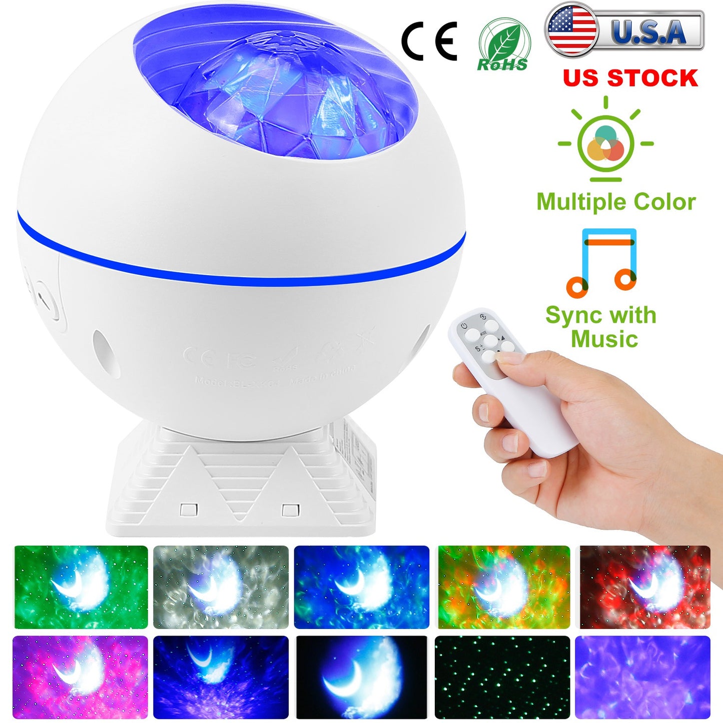 LED Star Projector Night Light Moon Nebula Cloud Lamp 360¡Rotating Star Light Kids Galaxy Projector w/ Remote Control