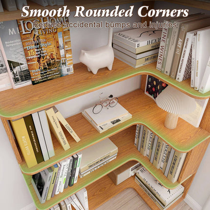 5-Tier L-Shaped Corner Bookshelf with 6 Open Shelves