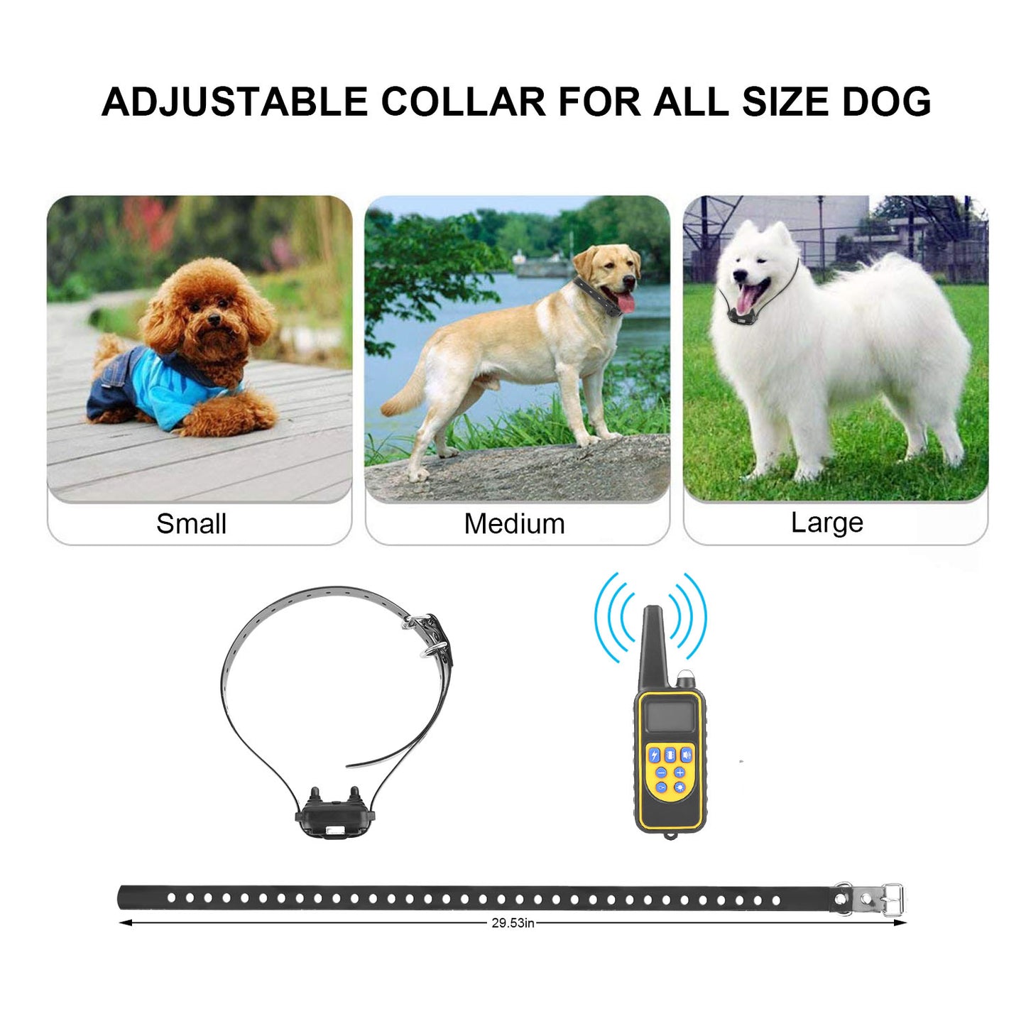 iMounTEK Dog Training Collar IP67 Waterproof Pet Trainer 300mAh Rechargeable 875 Yard Remote Control 4 Modes Adjustable Level