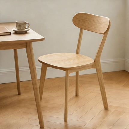 Solid Wood Dining Chair with Curved Backrest