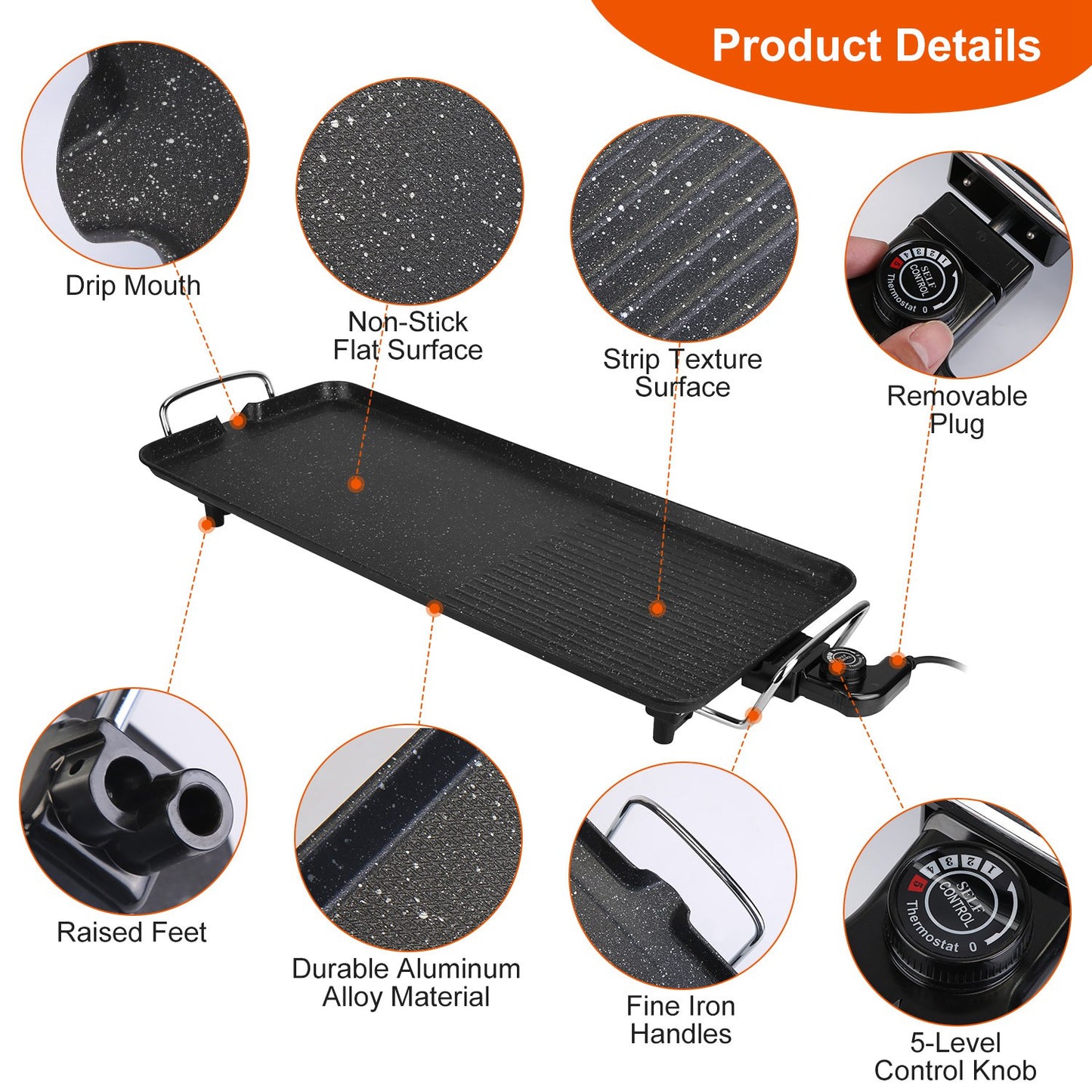 Electric Grill – Non-Stick Tabletop BBQ for Indoor/Outdoor Use