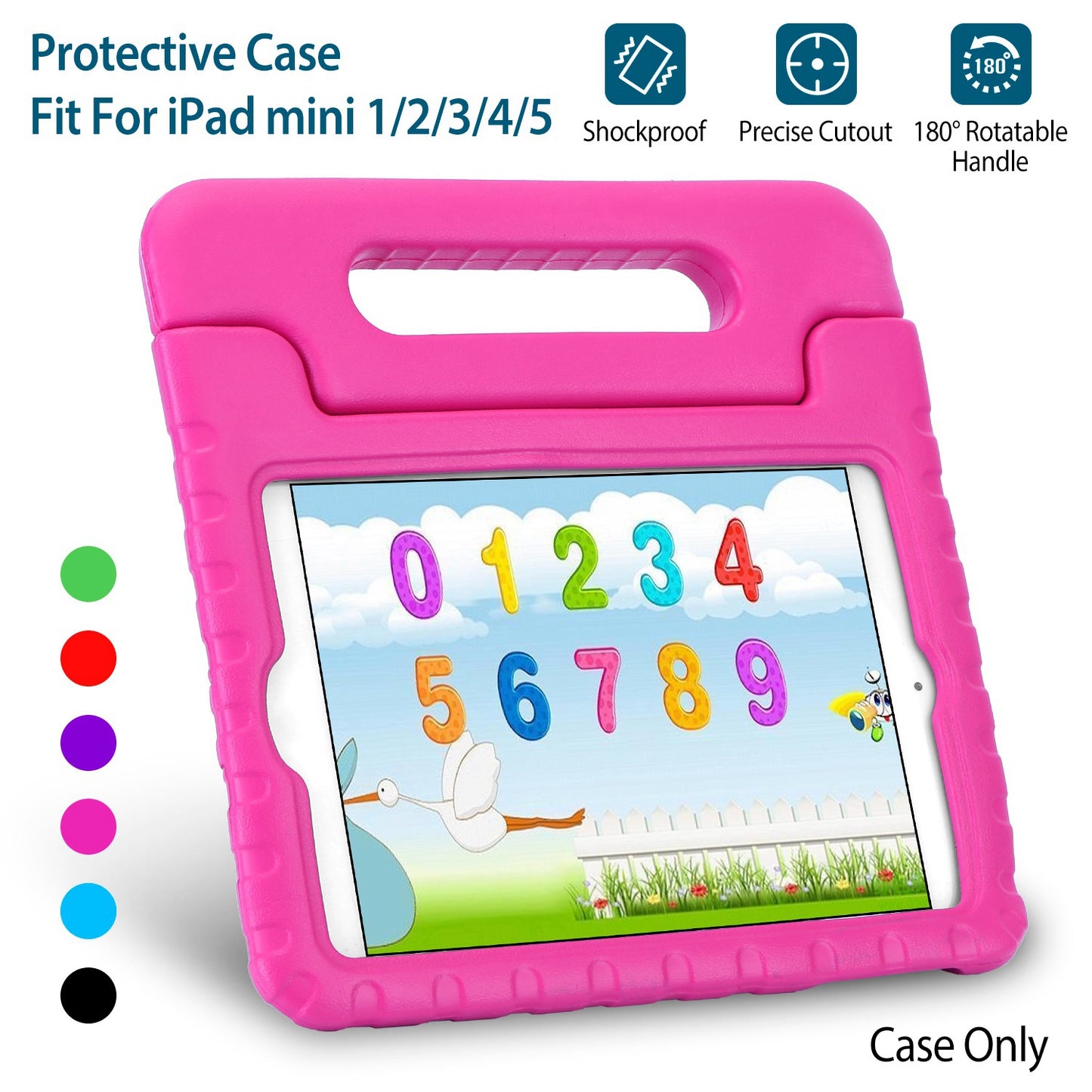 Protective Case Fit For iPad Mini 1 2 3 4 5 Shockproof Hard Kid Tablet PC Protection Cover W/ Foldable Handle