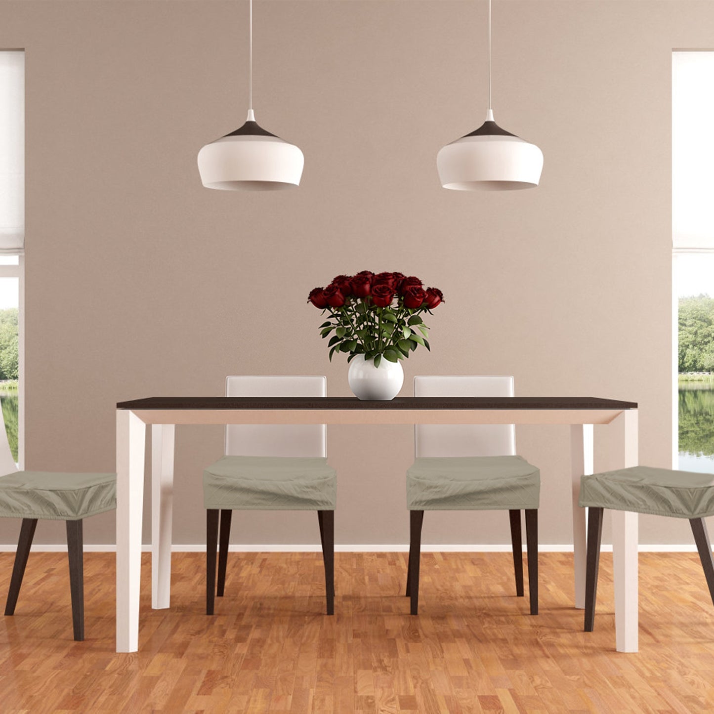 4Pack Waterproof Dining Chair Slipcovers Stretch Chair Seat Slipcovers Removable Washable Jacquard Seat Covers for Dining Room