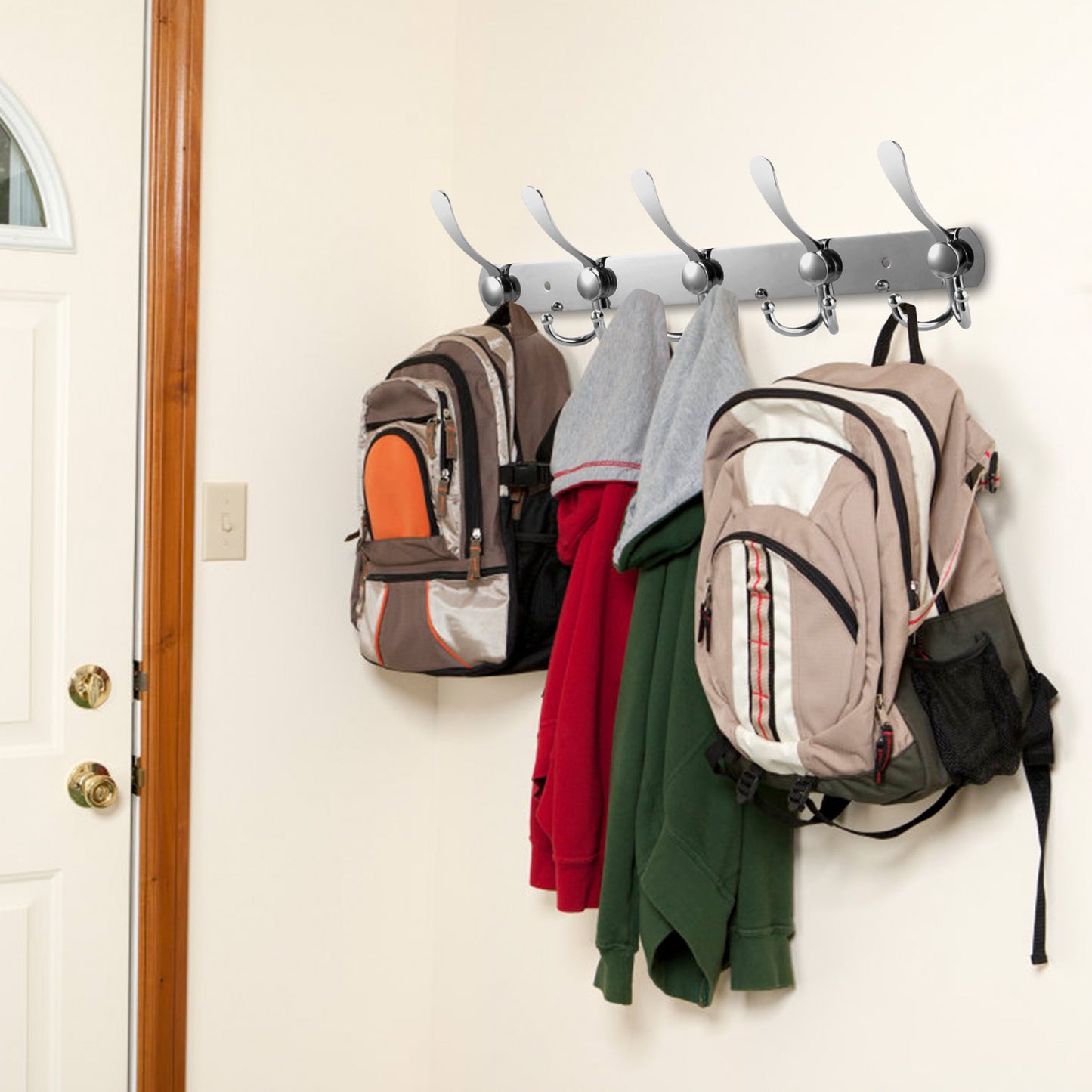 Wall Mount Coat Hook 15 Hooks Stainless Steel Clothes Hangers Rack Robe Hat Towels Hook Coat Rack Hook