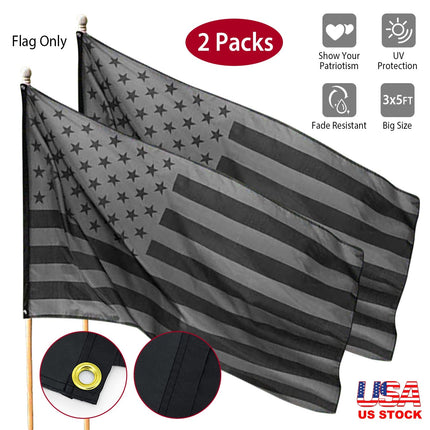 All Black American Flag 3x5FT UV Protection Black US Flag Double Side Printing Fade Resistant Black USA Flag with Brass Grommets