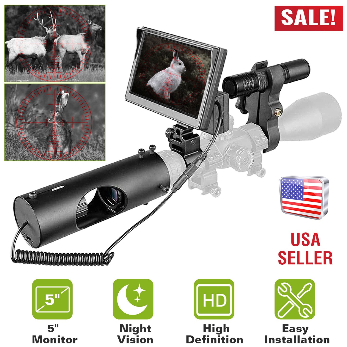 Night Vision Scope Digital Camera Infrared Rifle Scope 850nm Hunting Scope System w/ IR Torch System 5Ó Monitor