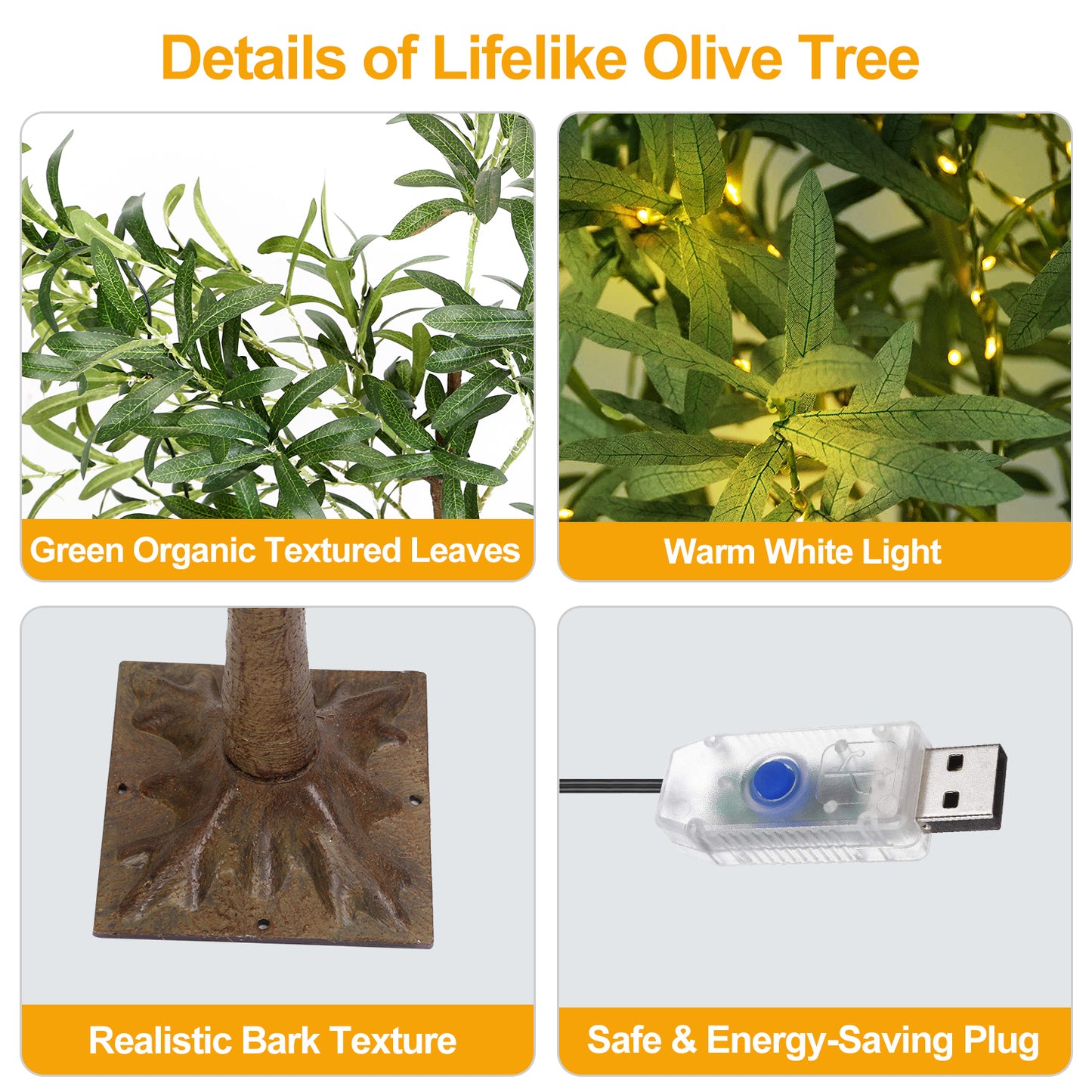 4FT 180Pcs LED Beads Lighted Olive Tree Artificial Greenery Tree with Warm White Light Lifelike Decorative Faux Tree with Remote 8 Lighting Modes 10 A