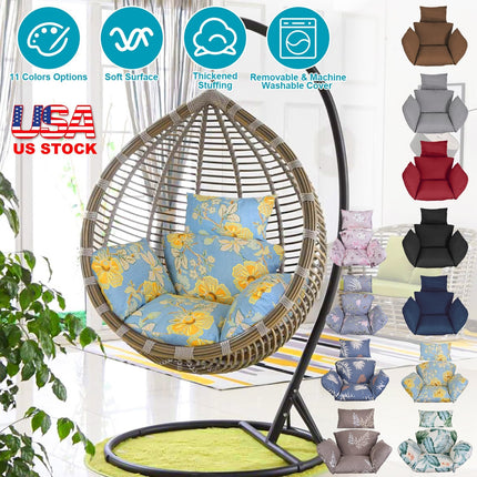 Egg Chair Cushion with Headrest - Thick Padded Swing Seat