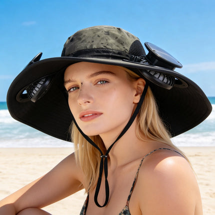 Solar Fan Hat with UPF50+ Sun Protection and Neck Flap