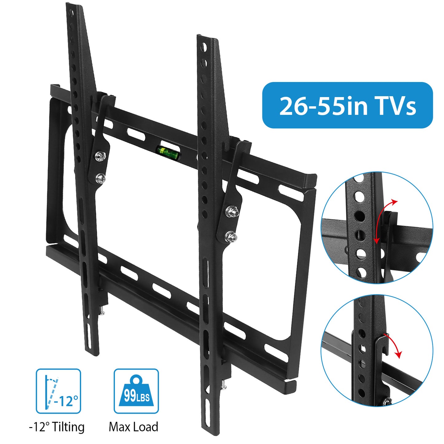 TV Wall Mount Tilt Dual Arm TV Mount Brackets Maximum VESA 400x400mm For 26-55in TVs