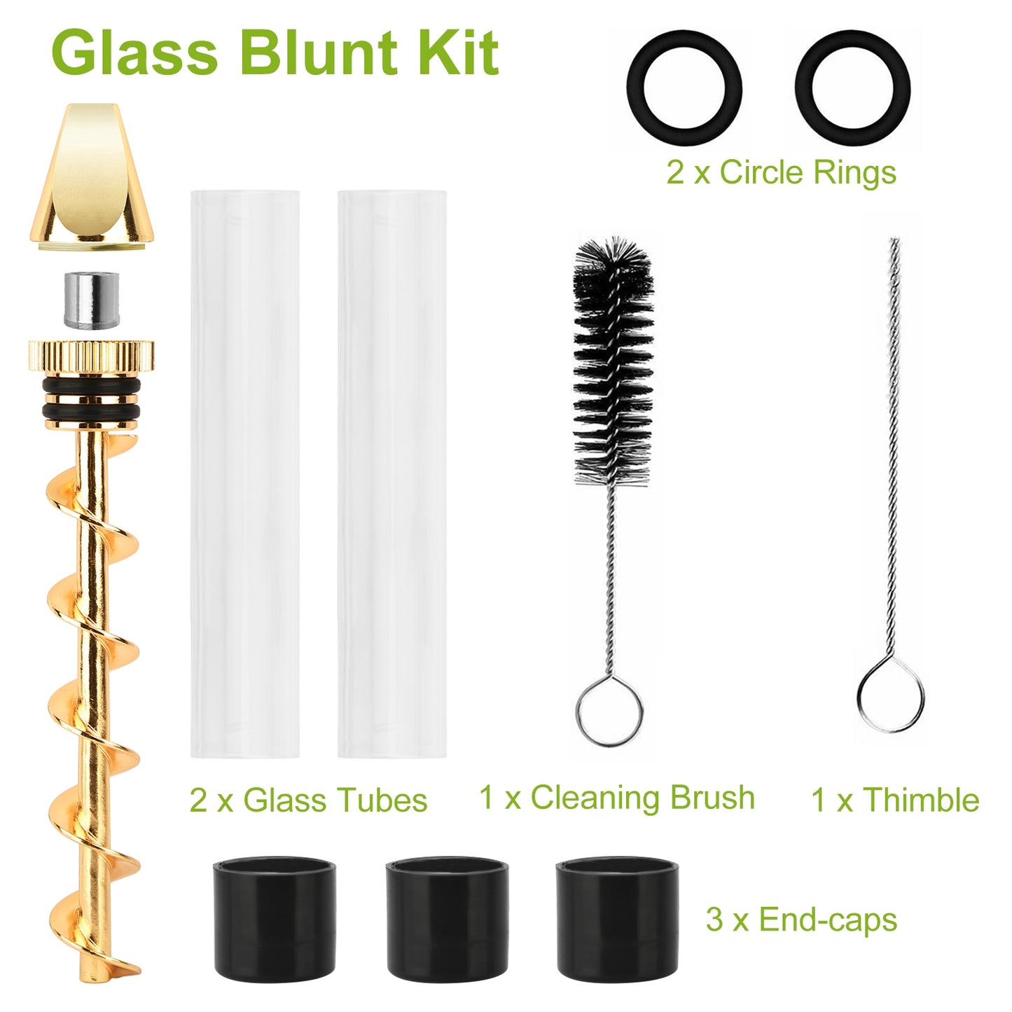 Glass Blunt Pipe Twisty 7-in-1 Grinder Blunt Kit w/ Smoking Metal Tip Cleaning Brush