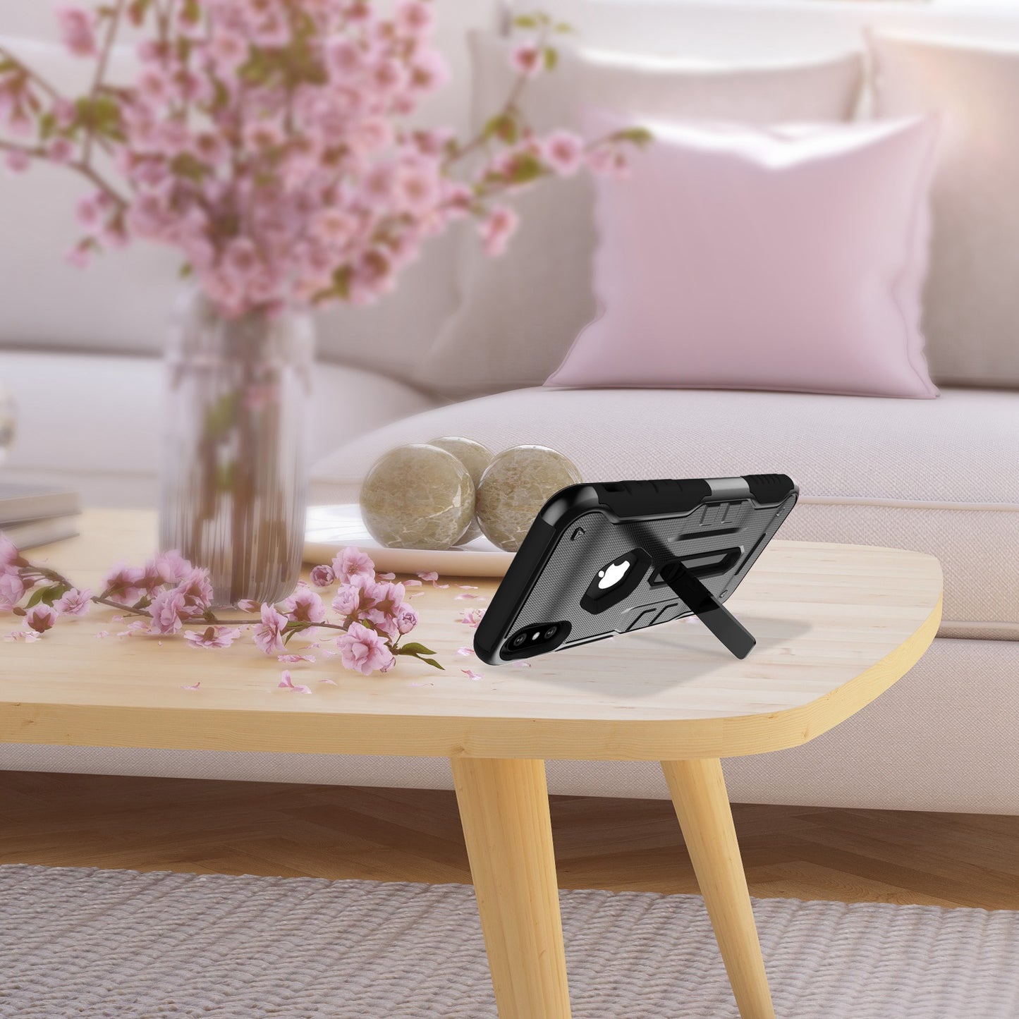 Rugged Phone Case for iPhone X Drop-protection Phone Case with Kickstand Heavy Duty Dual Layers Phone Protective Cover