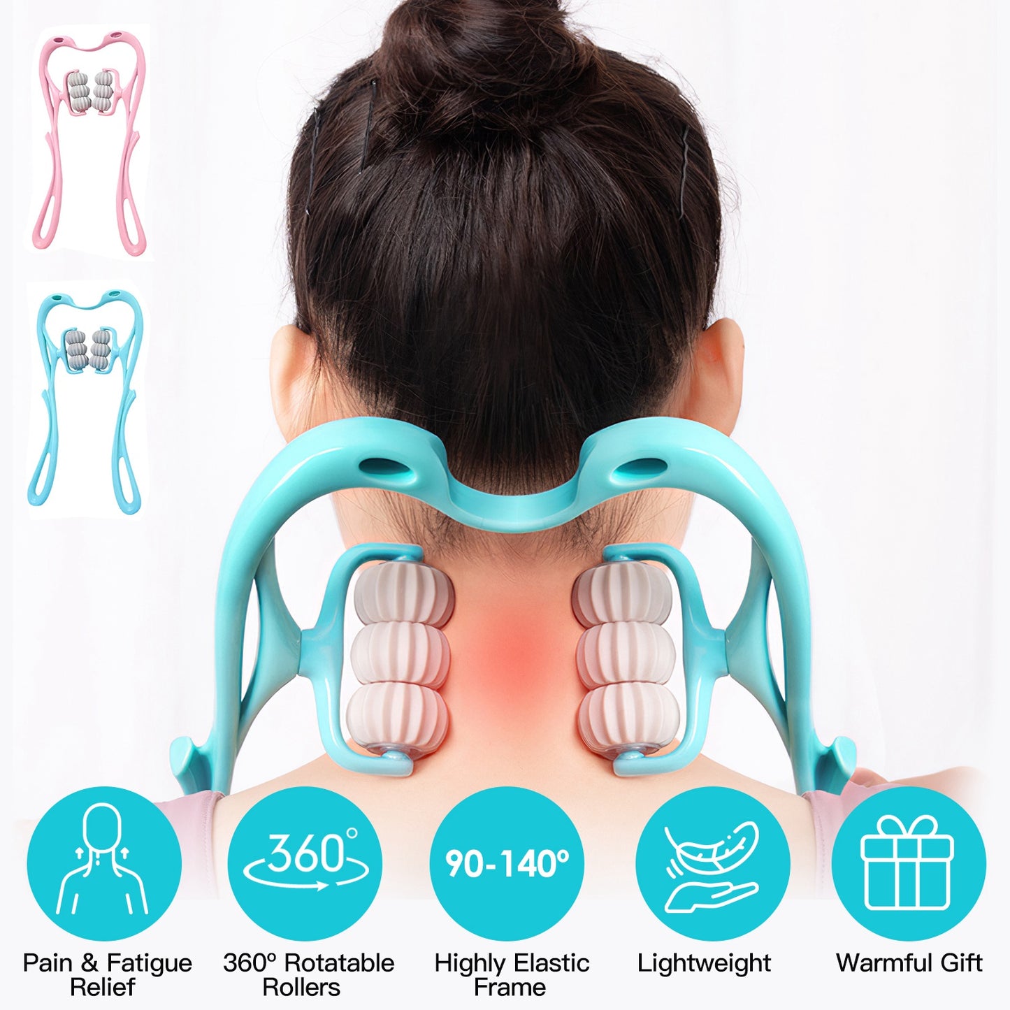 Neck Roller Massager 360¼ Rotatable Trigger Point Roller Portable Massager with 6 Balls for Neck Leg Thigh Foot Pain Relief