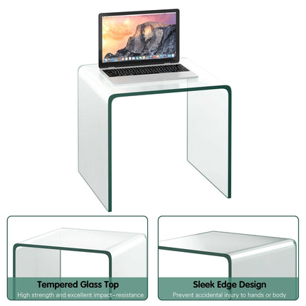 18 x 18 x 16 Inch Tempered Waterfall End Table with non-Slip Pad