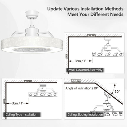 23 Inch Ceiling Fan with LED Light and Remote Control
