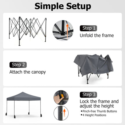 9.5 x 9.5 Feet Pop up Canopy Tent with Adjustable Heights