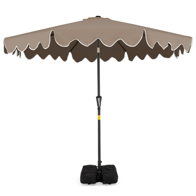 9 Feet Patio Umbrella with Weighted Base and Sandbags