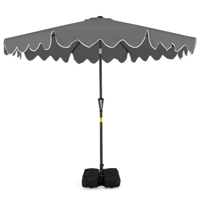 9 Feet Patio Umbrella with Weighted Base and Sandbags