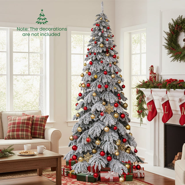 9 Feet Pre-Lit Artificial Xmas Tree Hinged Xmas Tree with Quick Power Connectors