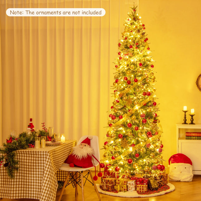 6/7.5/9 Feet Pre-Lit Artificial Christmas Tree Snow Flocked Hinged