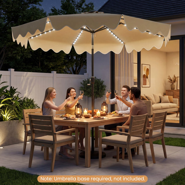 9 Ft Solar Patio Umbrella with LED Lights