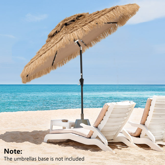 9 Feet Solar Powered Thatched Tiki Patio Umbrella with Led Lights.