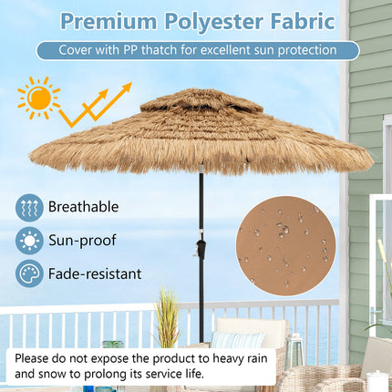9 Feet Solar Powered Thatched Tiki Patio Umbrella with Led Lights.