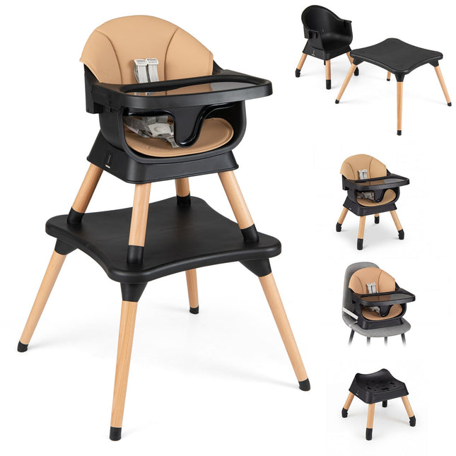 9-in-1 Convertible High Chair with Solid Wood Legs for Babies and Toddlers