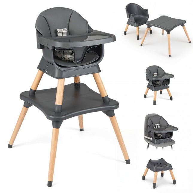 9-in-1 Convertible High Chair with Solid Wood Legs for Babies and Toddlers